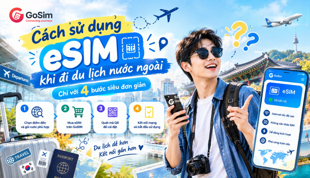 cách sử dụng esim khi đi du lịch - gosim
